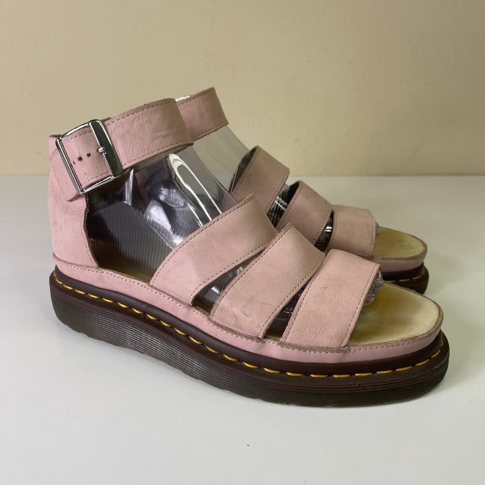Dr. Martens Pale Pink Suede Platform Sandals with Buckle